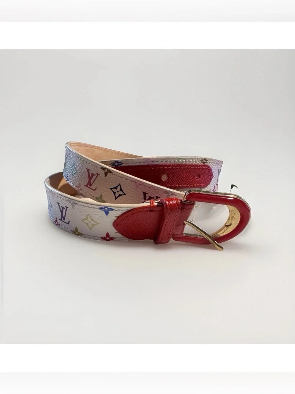 Louis Vuitton Authentic  Monogram Blanc Ceinture Candy Leather Belt 36/90